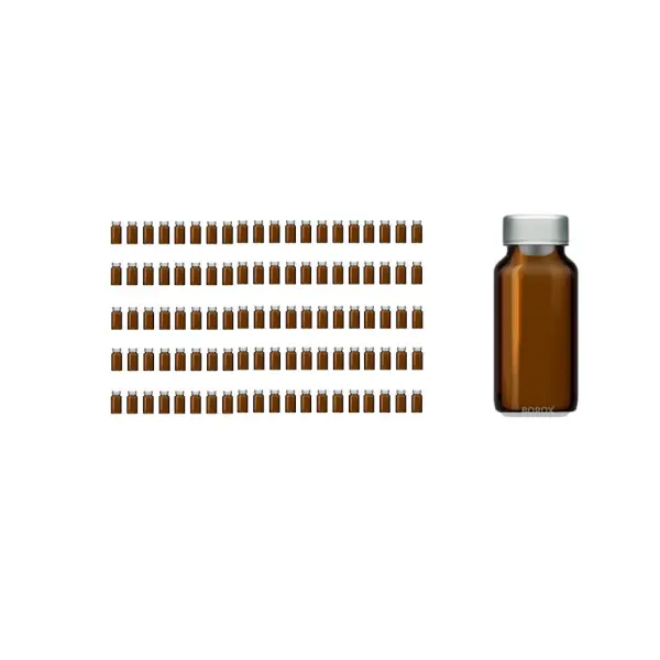 Borox Kapaklı Tıpalı Amber Cam Şişe 10ml - Crimp Vial ND20 - Dibi Düz - 100 Adet/Paket
