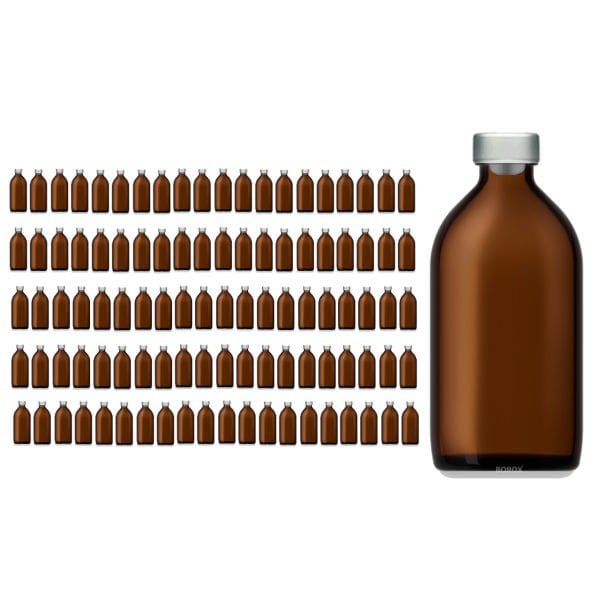 Borox Kapaklı Tıpalı Amber Cam Şişe 100ml - Flakon Şişe - 100 Adet Toptan