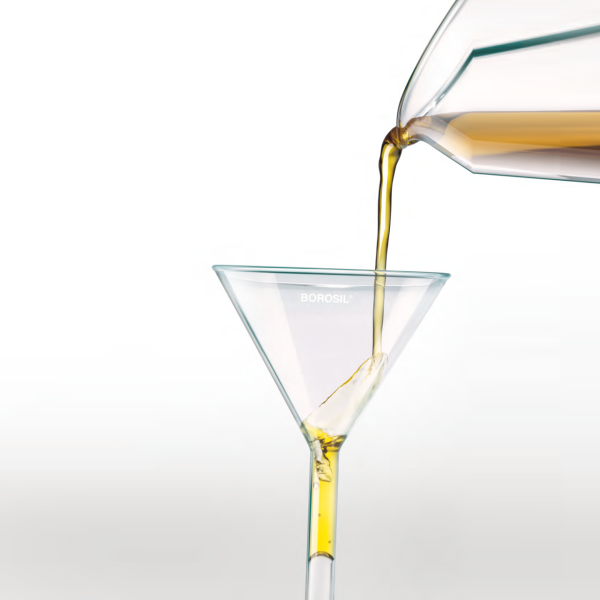 Borosil Cam Huni 100 mm - Kısa Saplı Laboratuvar Huni