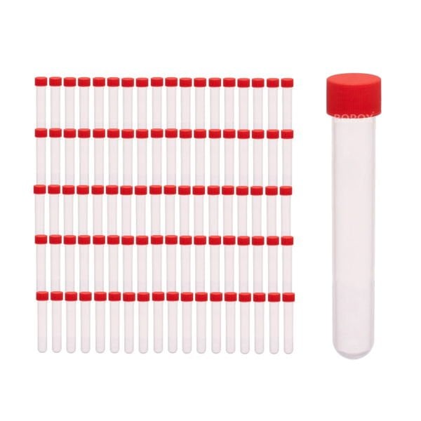 Plastik Test Tüpü 16x100mm - 10ml PP Deney Tüpü Vida Kapaklı 100Adet