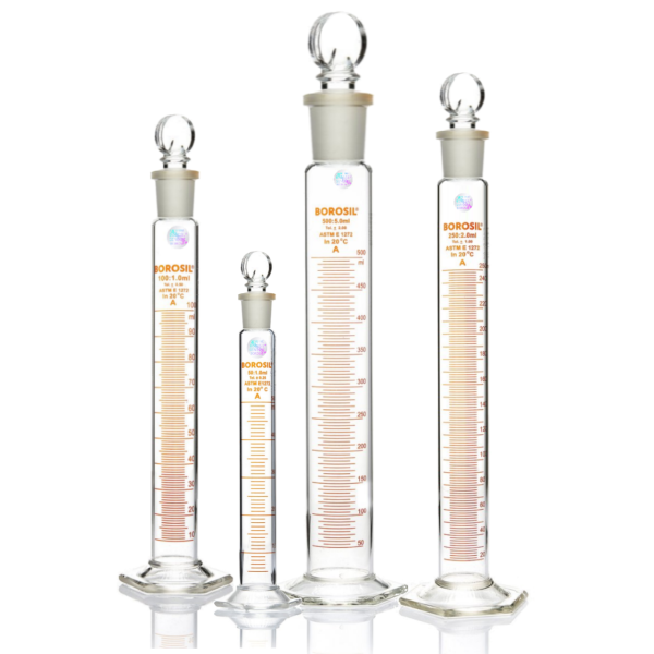 Borosil Cam Çalkalamalı Mezür 50 ml - Cam Tıpalı Sertifikalı