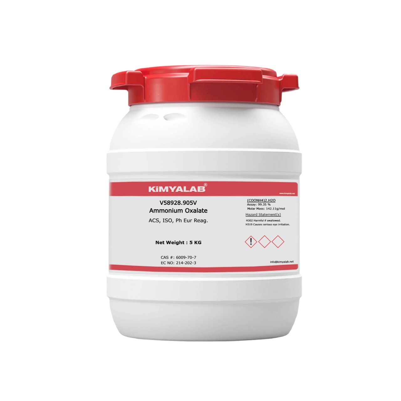 Kimyalab Amonyum Oksalat - Ammonium Oxalate - 5 Kg-HDPE Varil - Amonyum Okzalat
