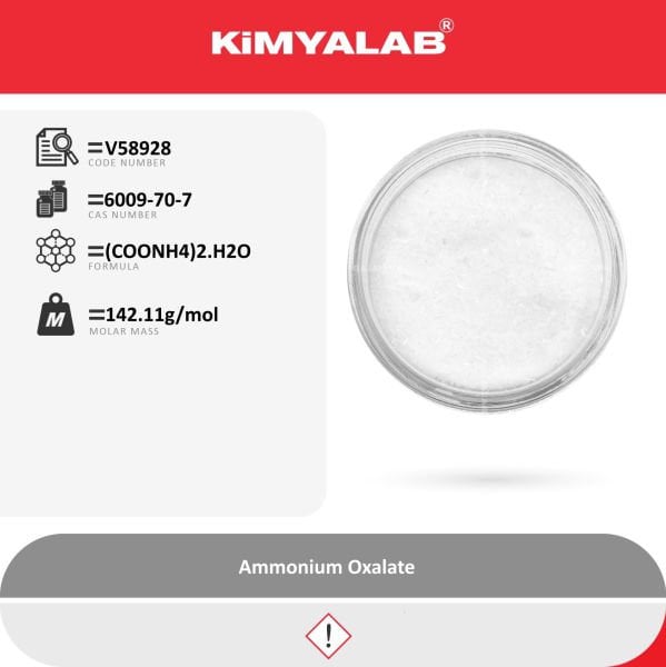 Kimyalab Amonyum Oksalat - Ammonium Oxalate - 5 Kg-HDPE Varil - Amonyum Okzalat