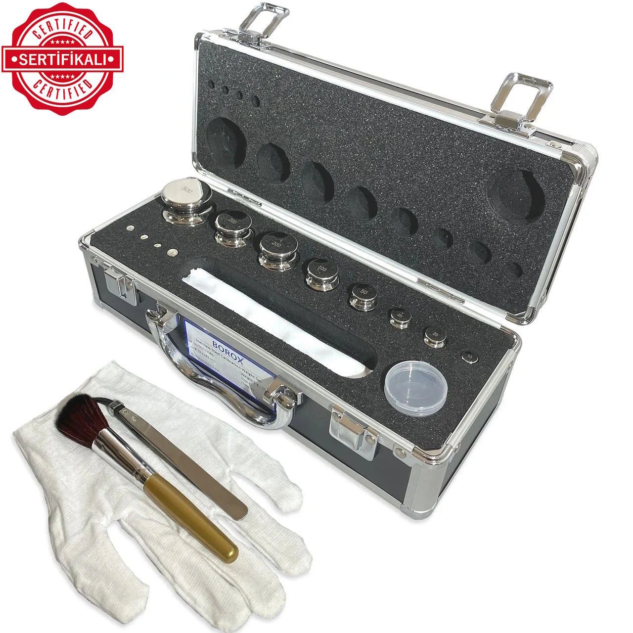 Kalibrasyon Ağırlık Seti F1 - Terazi Kiti 12 Adet 1g-500g Sertifikalı