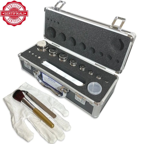 Kalibrasyon Ağırlık Seti F1 - Terazi Kiti 12 Adet 1g-500g Sertifikalı