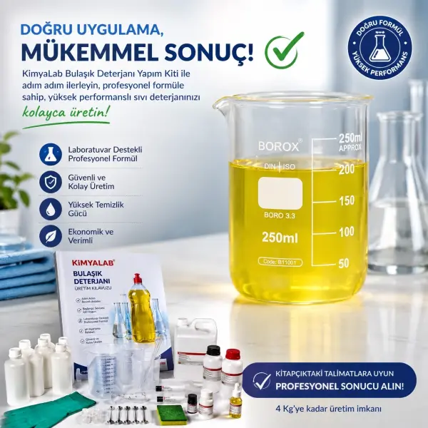 Kimyalab Eğitim Amaçlı Sıvı Bulaşık Deterjanı Yapım Kiti - 4 Kg Üretim Set