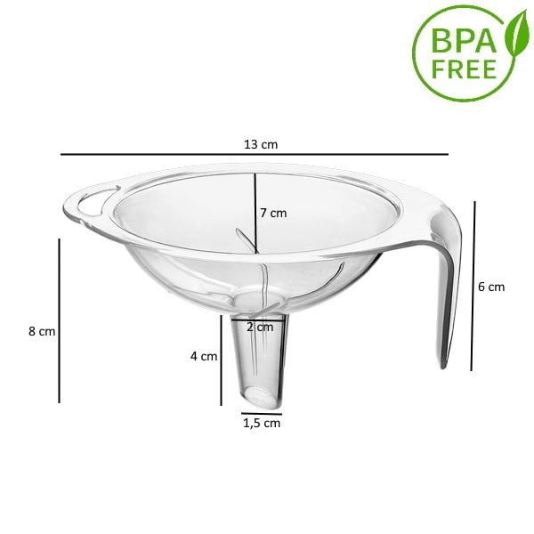Borox Plastik Saplı Huni - Kulplu Huni 100 ml - 13x8x7 cm