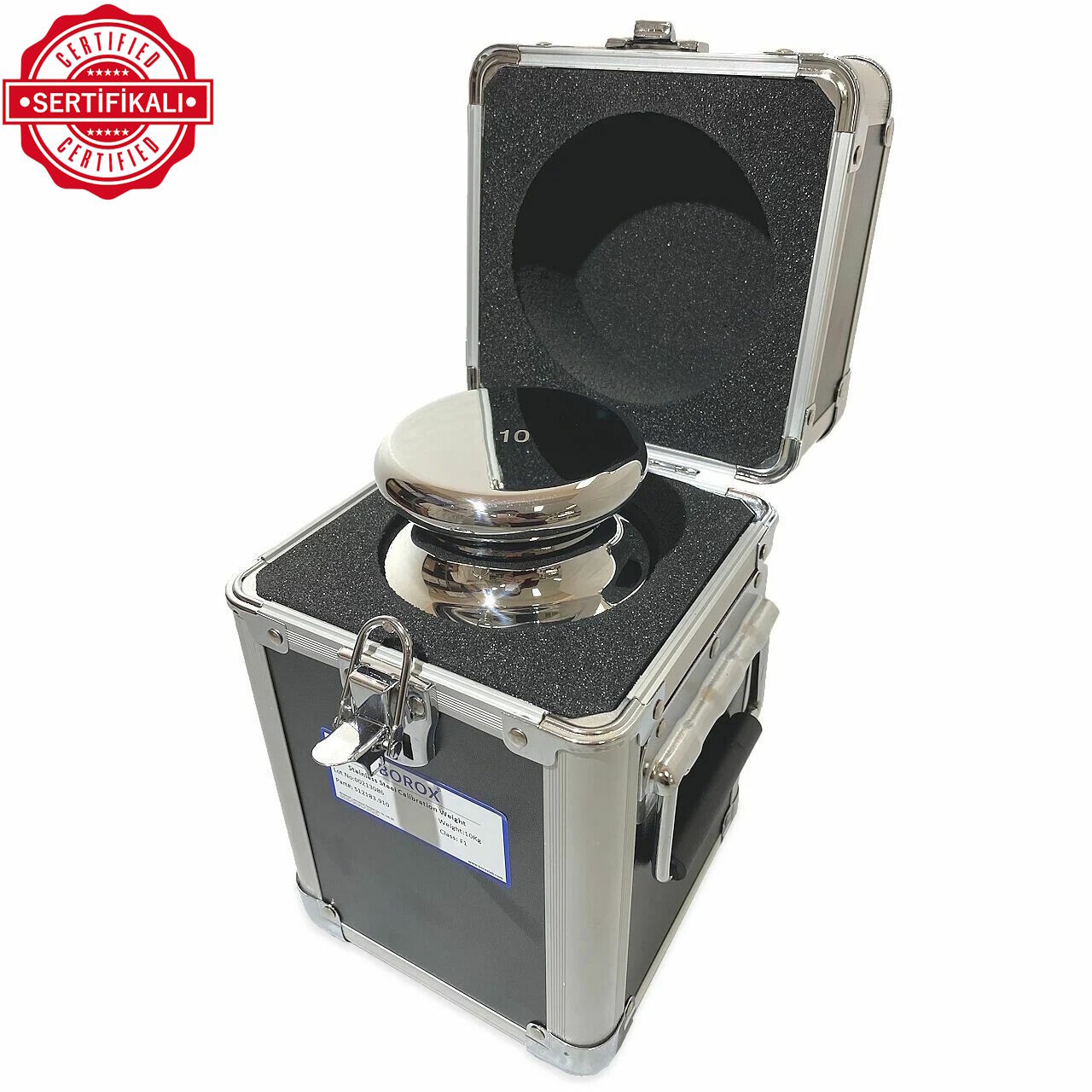 Borox Kalibrasyon Kütlesi 10kg - Paslanmaz Çelik F1 Etalon Sertifikalı