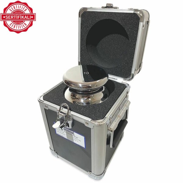 Borox Kalibrasyon Kütlesi 10kg - Paslanmaz Çelik F1 Etalon Sertifikalı