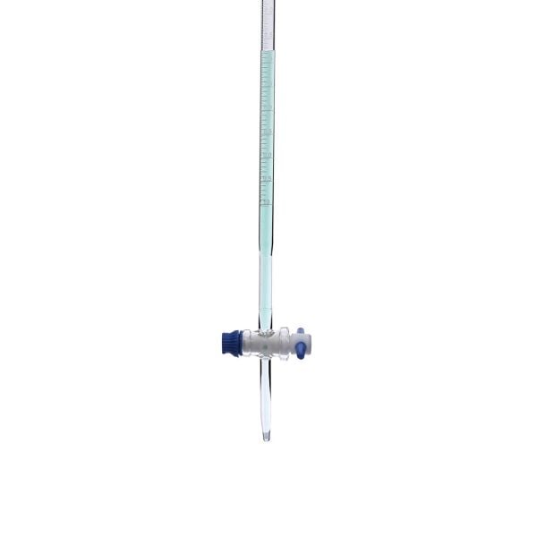 Borox Cam Büret Düz 10 ml 0.05 ml Teflon Musluk - Class B - Mavi Skala