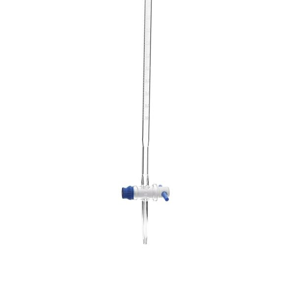 Borox Cam Büret Düz 10 ml 0.05 ml Teflon Musluk - Class B - Mavi Skala