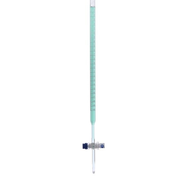 Borox Cam Büret Düz 100 ml 0.2 ml Teflon Musluk - Class B - Mavi Skala