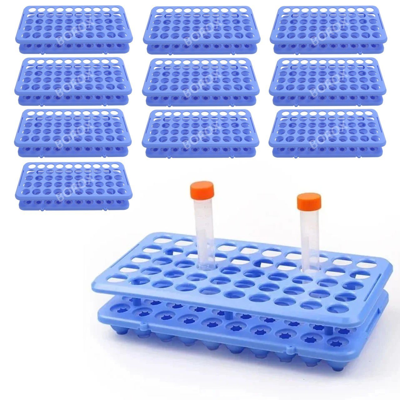 Borox Deney Tüpü Standı 10mm - 18mm Tüpler İçin - 50 Tüplük - 10 Adet/Paket