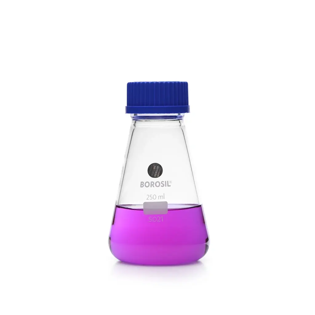 Borosil Cam Erlen 250 ml - Erlenmeyer Flask Vida Kapaklı