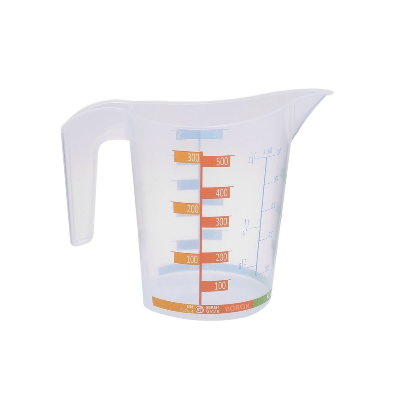 Borox Kulplu Plastik Beher 500 ml - Renkli Ölçekli Beaker
