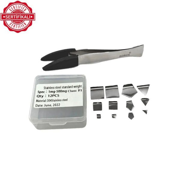 Kalibrasyon Ağırlık Seti F1 - Terazi Kiti 12 Adet 1mg-500mg Kütle Set Sertifikalı