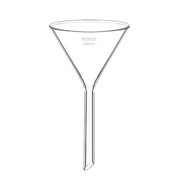 Borox Cam Huni 120 mm - Kısa Saplı Laboratuvar Huni