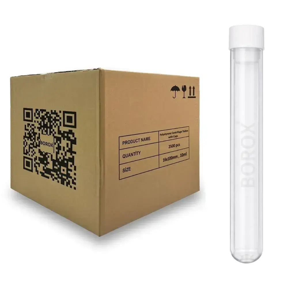 Test Tüpü P.S Kapaklı 16x100mm - 10ml Santrifüj Tüpü 2500 Adet Toptan