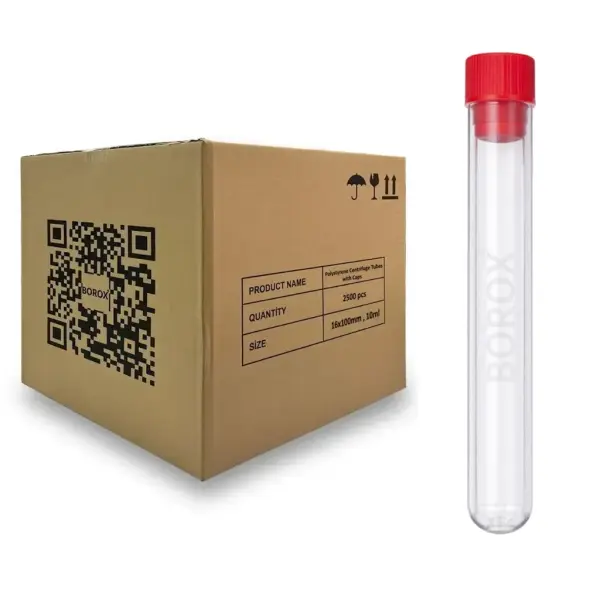 Test Tüpü P.S Kapaklı 16x100mm - 10ml Santrifüj Tüpü 2500 Adet Toptan