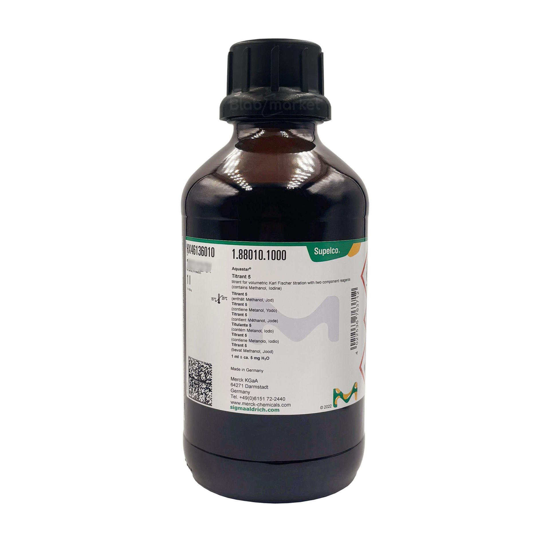 Titrant 1 L - Titrant 5 Titrant For Volumetric Karl Fischer Merck 188010.1000