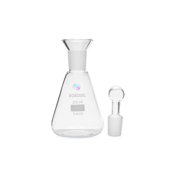 Borosil Cam Erlen 250 ml - İyot Erleni Cam Kapaklı NS24/29