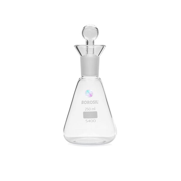 Borosil Cam Erlen 250 ml - İyot Erleni Cam Kapaklı NS24/29