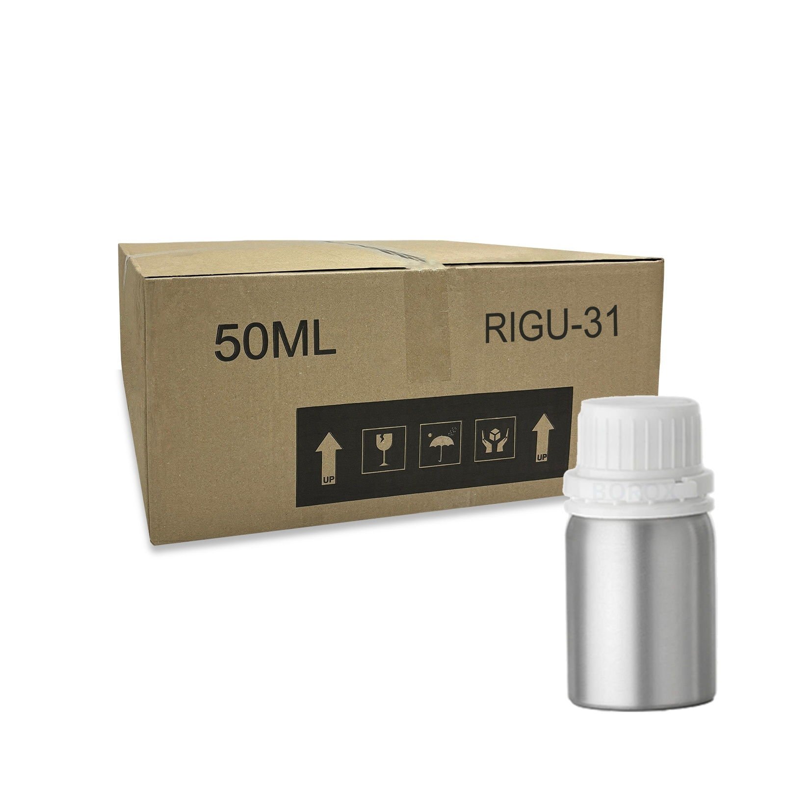 RIGU-31 Alüminyum Şişe 50 ml - Tıpalı ve Kapaklı Şişe Metal - 322 Adet-Koli Toptan