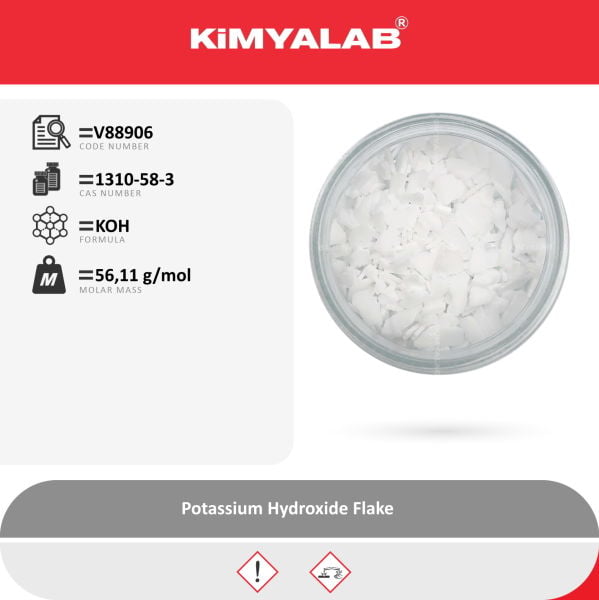 Kimyalab Potasyum Hidroksit - Potassium Hydroxide Flakes - 5 Kg-HDPE Varil