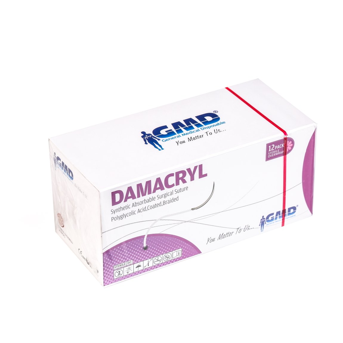 Damacryl Emilebilir Cerrahi Sütür - PGA İplik - USP:4-0-75cm - 3/8 Daire 16 mm - Keskin İğne