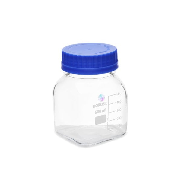 Borosil Kare Otoklav Cam Şişe Geniş Ağız 500ml Kapaklı Şişe