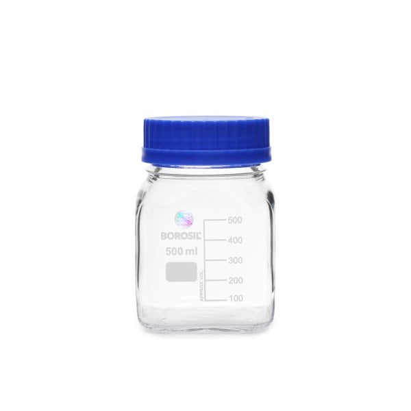 Borosil Kare Otoklav Cam Şişe Geniş Ağız 500ml Kapaklı Şişe
