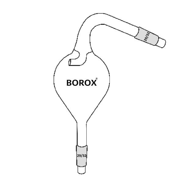 Borox Cam Adaptör - Sıçratma Adaptörü - Kıvrık - Eğimli 29/32 Şilifli