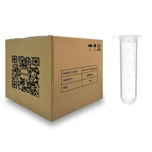 Borox Mikrosantrifüj Ependorf Tüpü 5ml - Yuvarlak Tabanlı - Özel Kilit Kapaklı - 1200 Adet Toptan