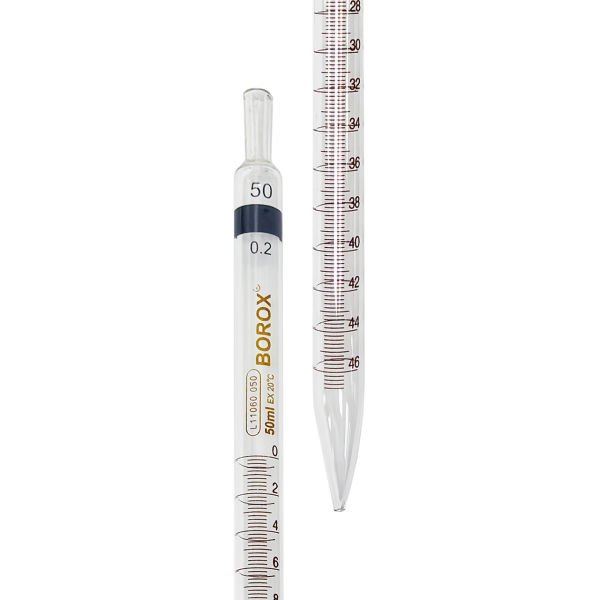 Borox Cam Dereceli Pipet 50 ml - Serolojik Pipet - 1 Adet