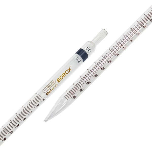 Borox Cam Dereceli Pipet 50 ml - Serolojik Pipet - 1 Adet