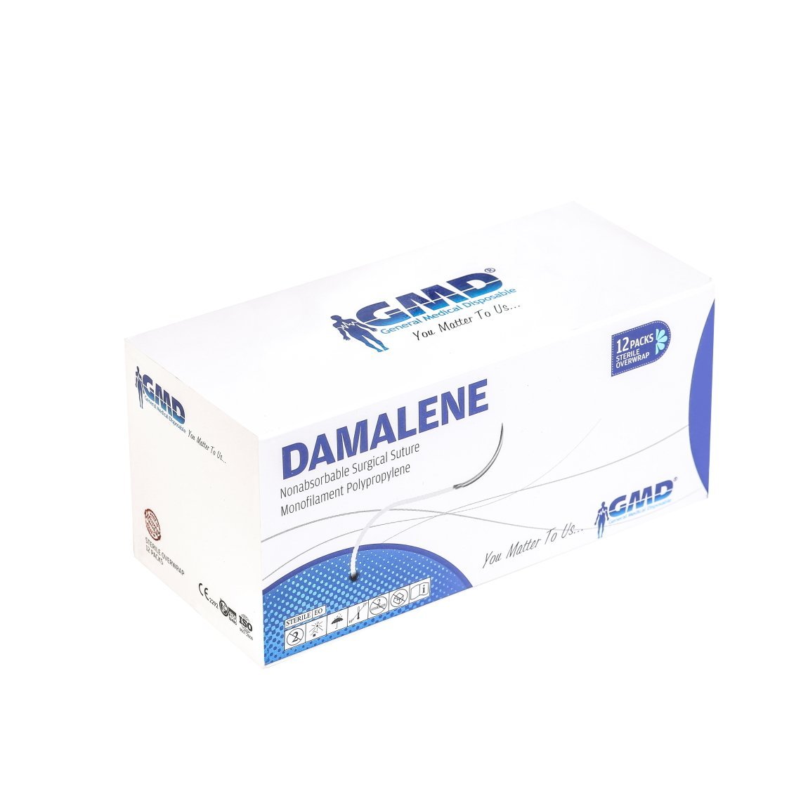 Damalene Emilmeyen Cerrahi Sütür - PP İplik - USP: 5-0-75cm - 3/8 Daire 16 mm - Ters Keskin İğne