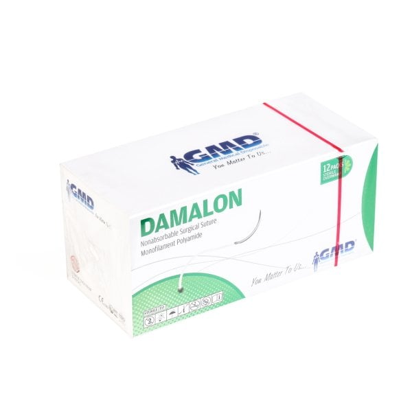 Cerrahi Sütür - Emilmeyen Ameliyat İpliği - Damalon PA İplik - USP:4-0 - 75 cm - 3/8 Daire 16 mm - Ters Keskin İğne
