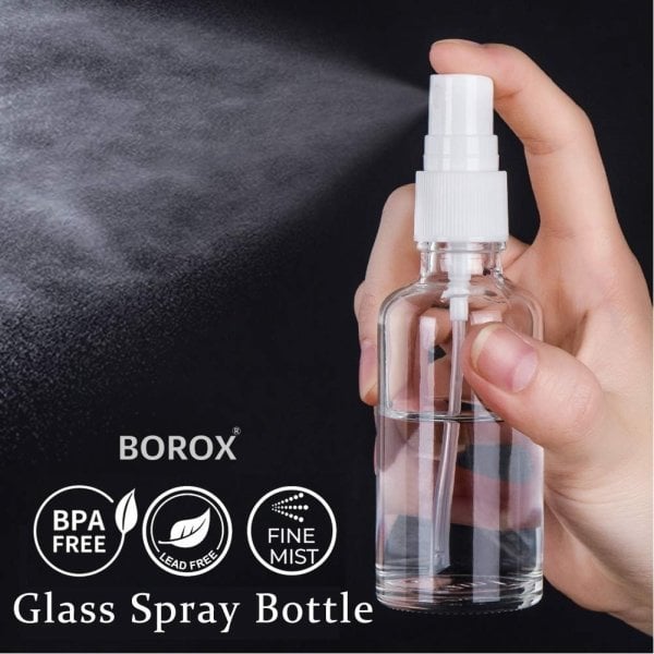 Borox Cam Sprey Şişesi 100 ml - Spreyli Kolonya Şişe 100 cc - 100 Adet Toptan