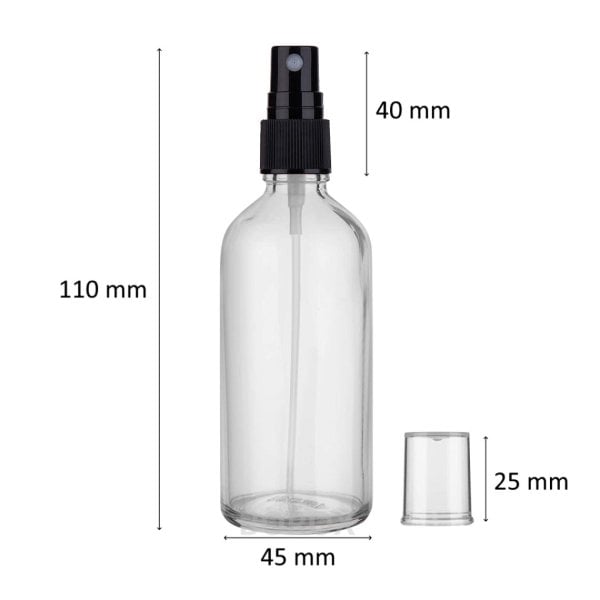 Borox Cam Sprey Şişesi 100 ml - Spreyli Kolonya Şişe 100 cc - 100 Adet Toptan