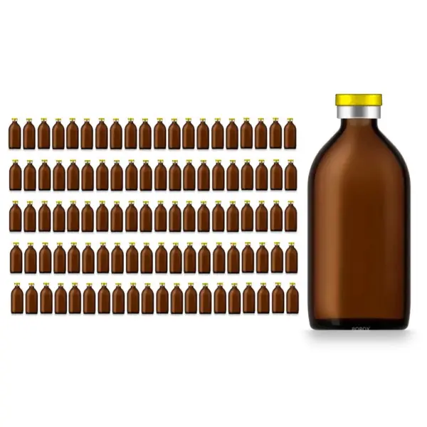 Borox Kapaklı Tıpalı Amber Cam Şişe 100ml - Flakon Şişe - 100 Adet Toptan