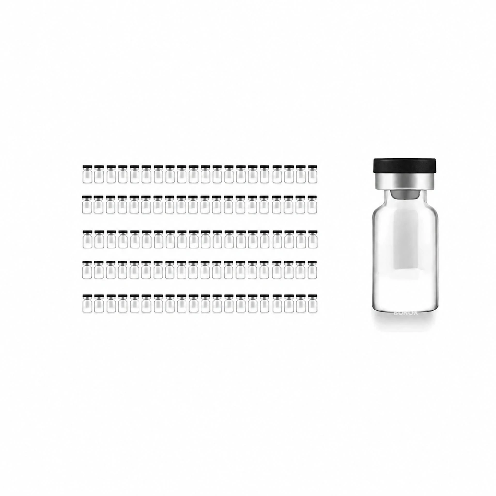 Borox Kapaklı Tıpalı Cam Şişe 10ml - Crimp Vial ND20 - Şeffaf - Dibi Düz - 100 Adet/Paket