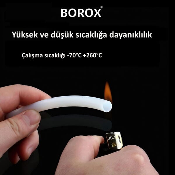Borox Teflon Hortum 6x8 mm - Beyaz 1 metre - PTFE Hose