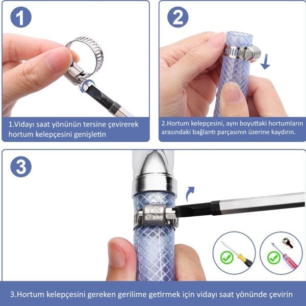 Borox Ayarlanabilir Çelik Hortum Kelepçesi 12x20mm - Hortum Bağlantı Aparatları