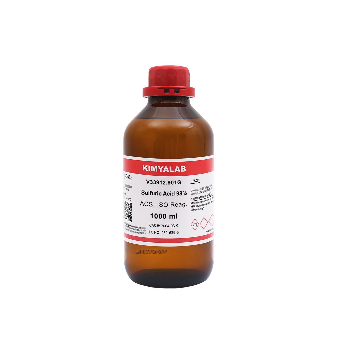 Kimyalab Sülfürik Asit %98 1L Cam - Sulfuric Acid Extra Pure H2SO4 - Sülfirik Asit