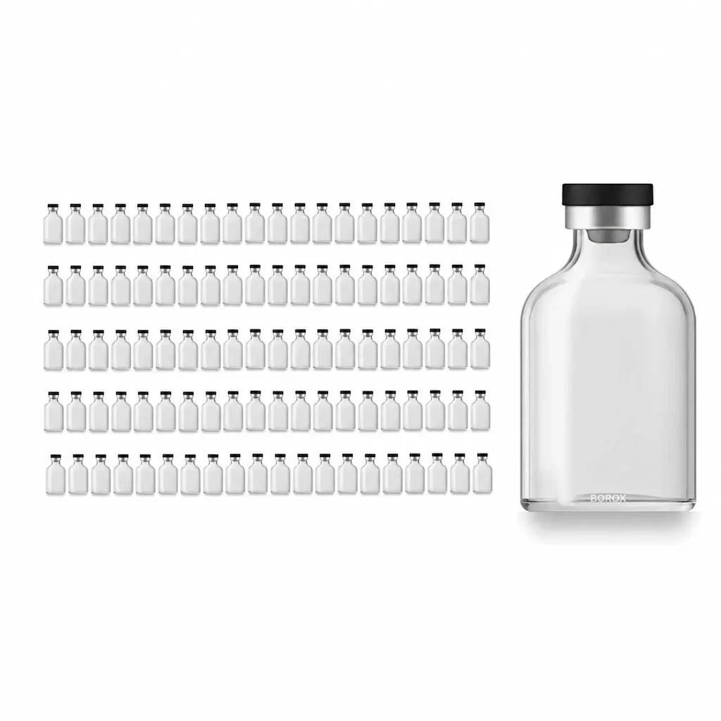 Borox Kapaklı Tıpalı Cam Şişe 50ml - Flakon Şişe 50cc - 100 Adet Toptan
