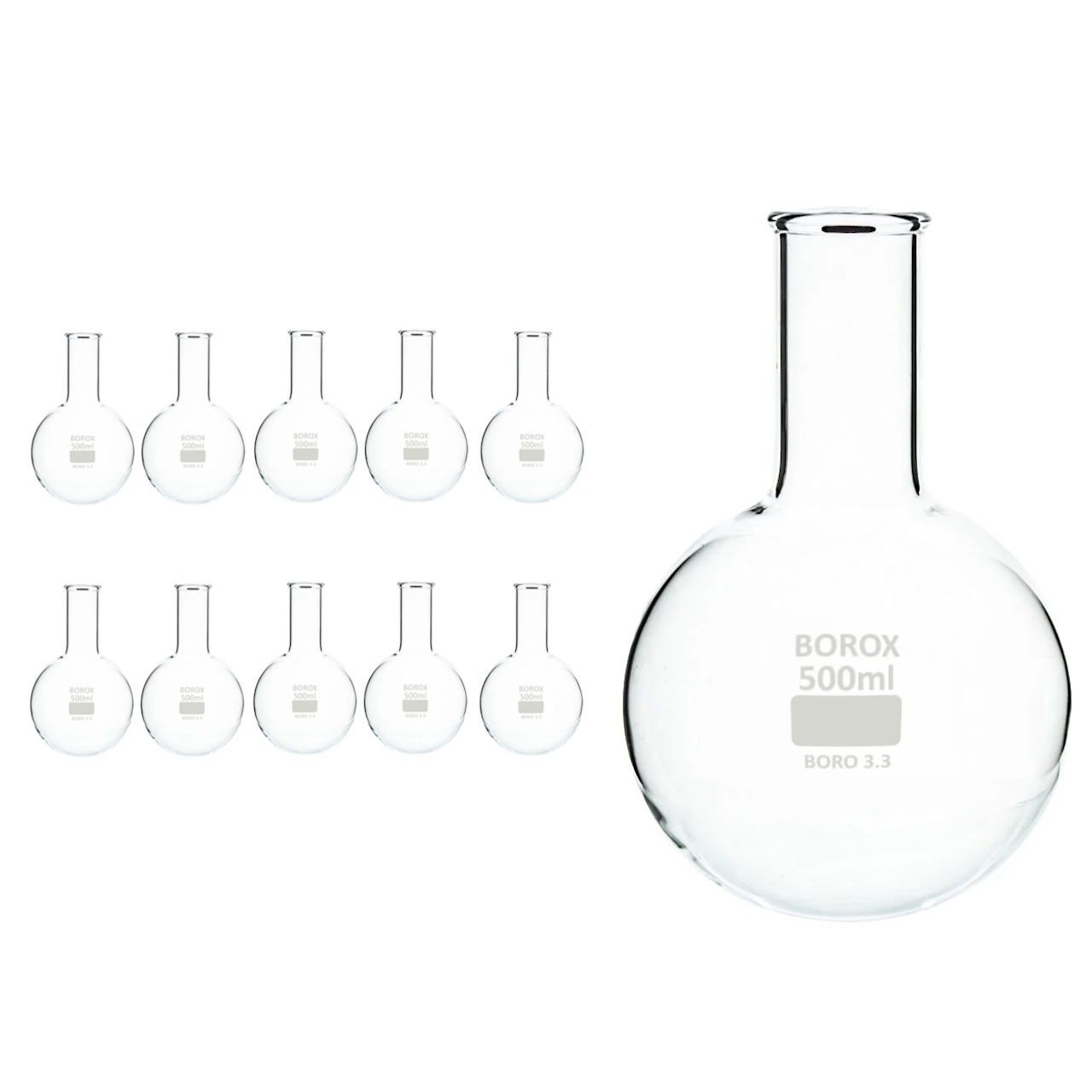 Borox Cam Balon 100 ml - Dibi Yuvarlak - Kaynatma Balonu - 10 Adet Toptan