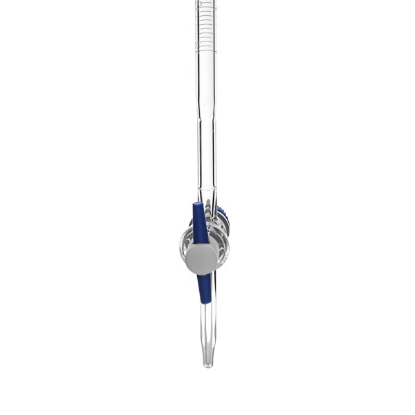 Borox Cam Büret Düz 100 ml 0.2ml Teflon Musluk - Class AS - Mavi Skala