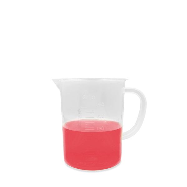 Borox Kulplu Plastik Beher 250 ml - Kabartma Dereceli Beaker - Ölçü Kabı - 12 Adet Toptan