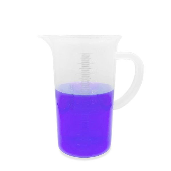 Borox Kulplu Plastik Beher 1000 ml - Kabartma Dereceli Beaker - Ölçü Kabı - 6 Adet Toptan