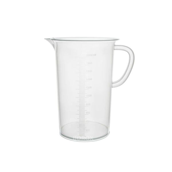 Borox Kulplu Plastik Beher 2000 ml - Kabartma Dereceli Beaker - Ölçü Kabı - 6 Adet Toptan